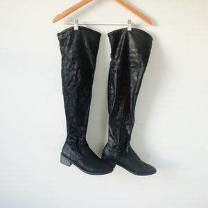 Rock & Republic "Lasso" Thigh High Over Knee Faux Leather Black Boots 7.5